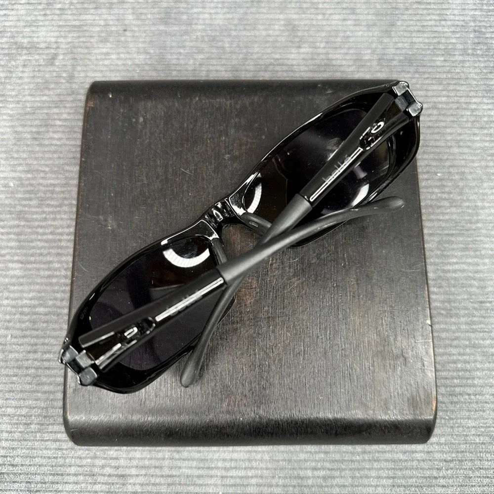 Bolle Y2K Sunglasses Black Wrap Around Sport Frame Dark Tint Lenses 0313 Vtg